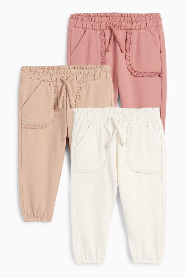 Bebés niñas - Pack de 3 - pantalones de deporte para bebé - blanco roto