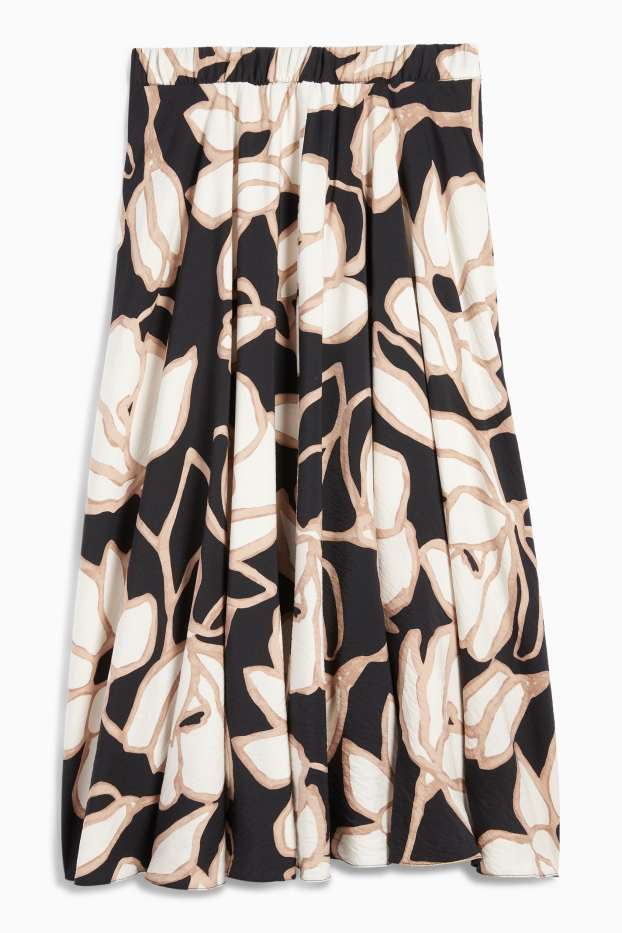 Women - Skirt - floral - black / beige