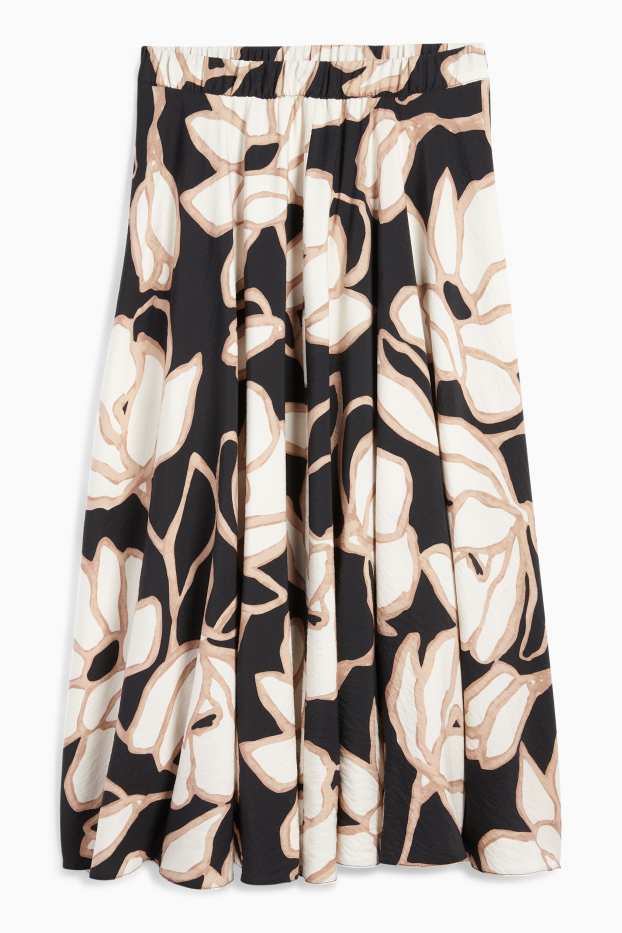 Women - Skirt - floral - black / beige
