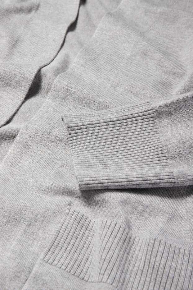 Damen - Lange Strickjacke - hellgrau