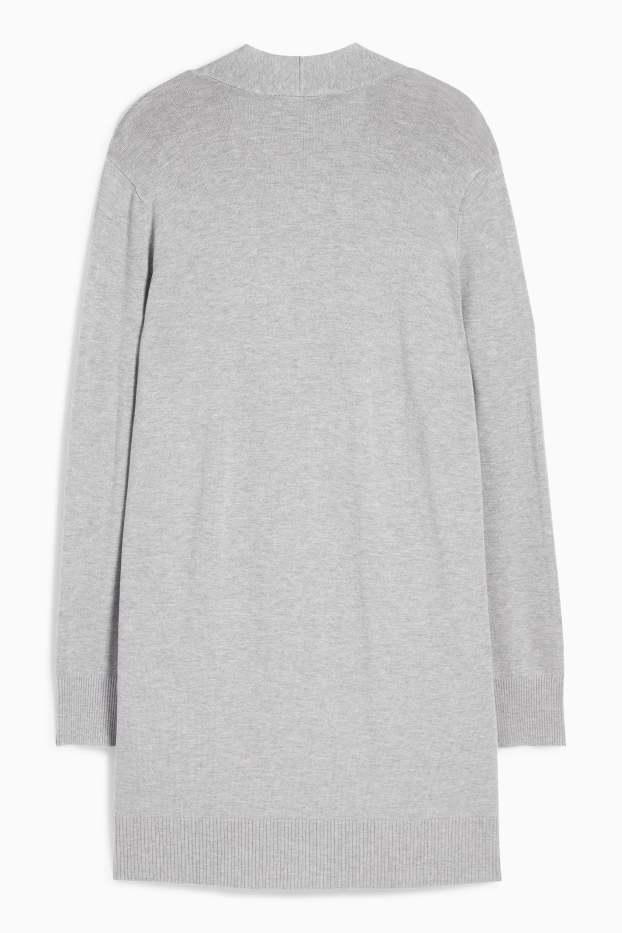 Damen - Lange Strickjacke - hellgrau