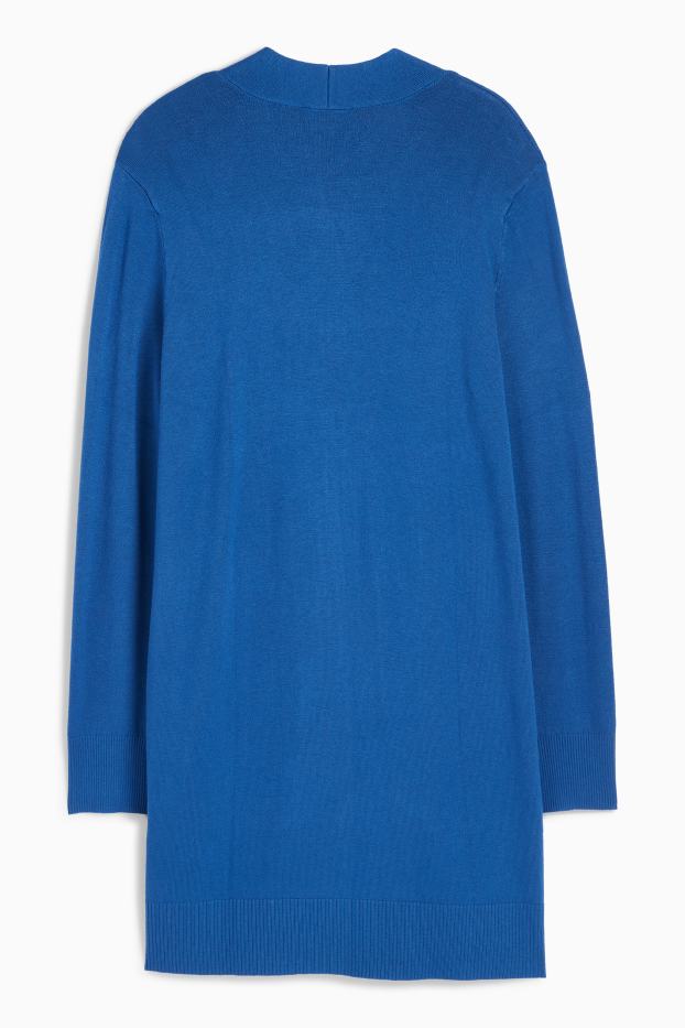 Dames - Lang gebreid vest - blauw