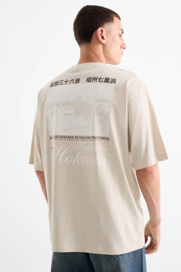 Uomo - T-shirt - oversize - Hokusai - beige chiaro