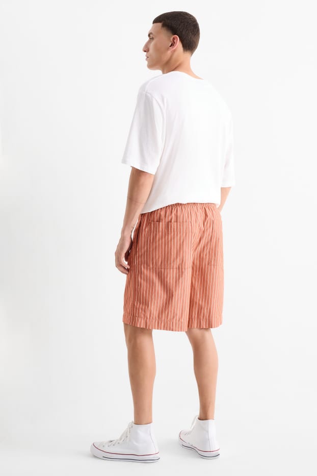 Hommes - Short - à rayures - marron