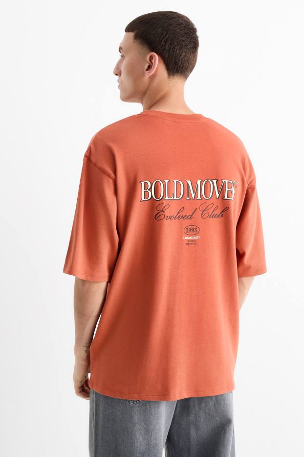 Heren - T-shirt - oversized - terracotta