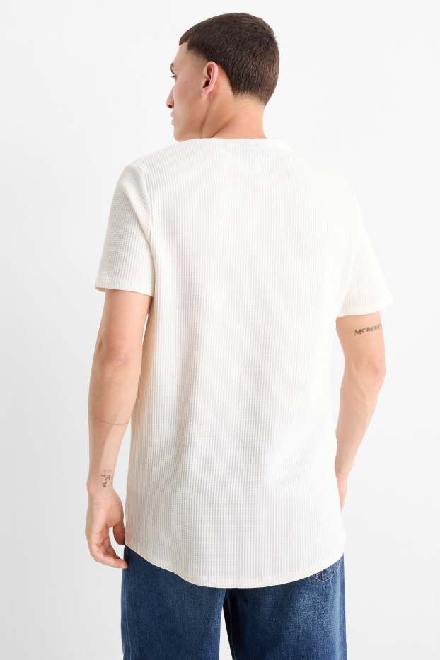 Herren - T-Shirt - Regular Fit - strukturiert - weiß