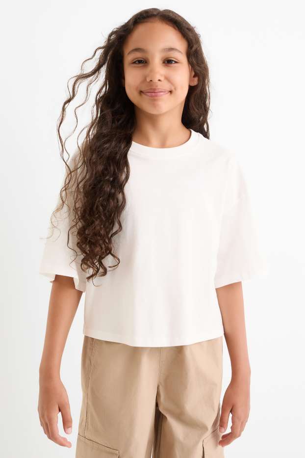Kinder Mädchen - Multipack 2er - Kurzarmshirt - weiss / schwarz