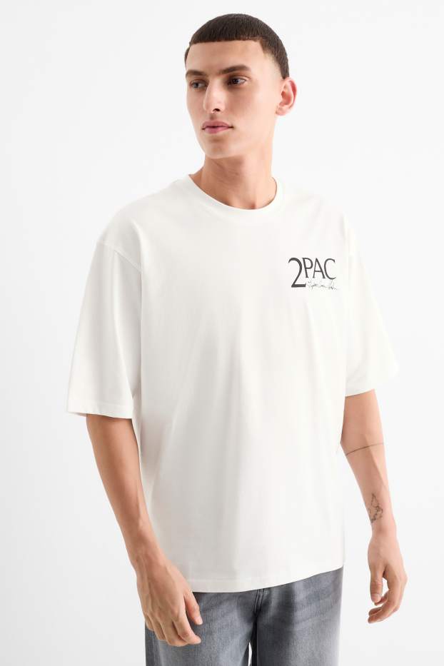 Heren - T-shirt - oversized - Tupac - wit