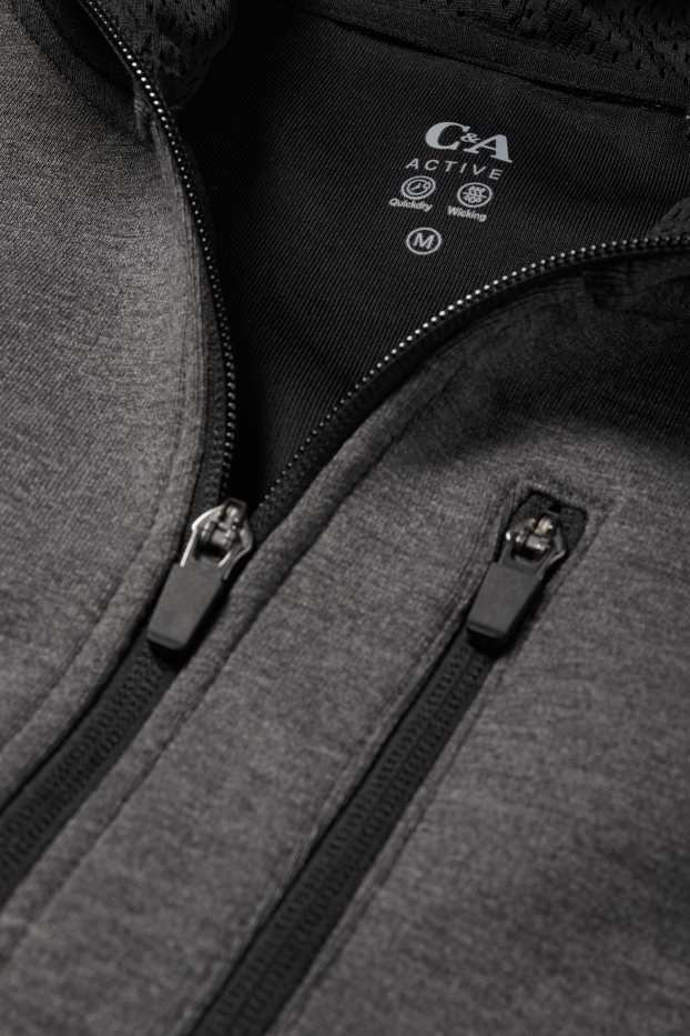 Heren - Sportvest met capuchon - donkergrijs-mélange