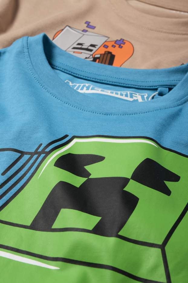 Children Boys - Multipack of 2 - Minecraft - short sleeve T-shirt - blue / beige