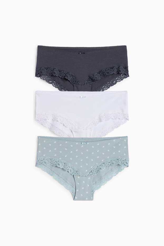 Donna - Confezione da 3 - coulotte - blu / bianco