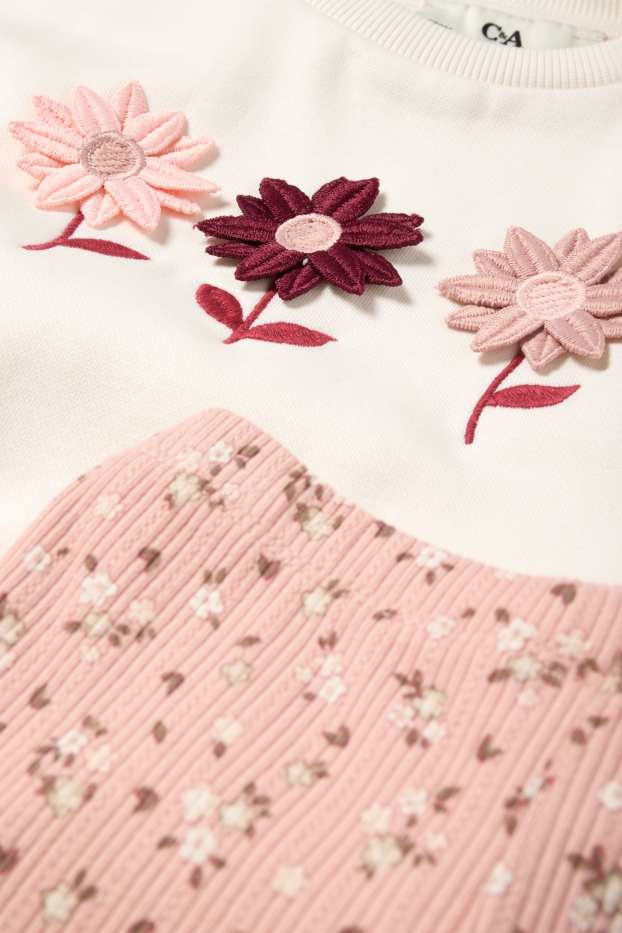 Nena - Flor - conjunt - dessuadora i flared leggings - 2 peces - blanc/rosa