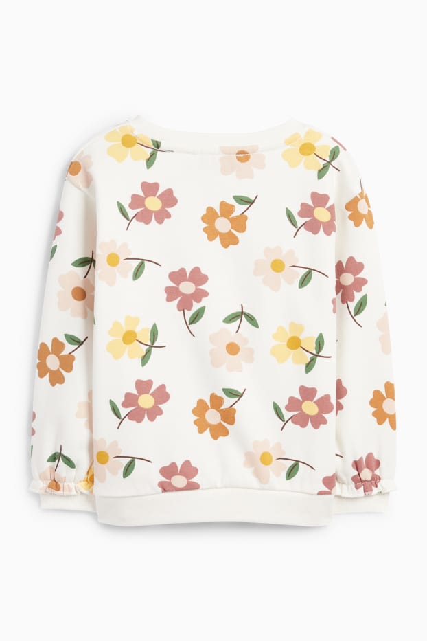 Children Girls - Floral - sweatshirt - shiny - cremewhite