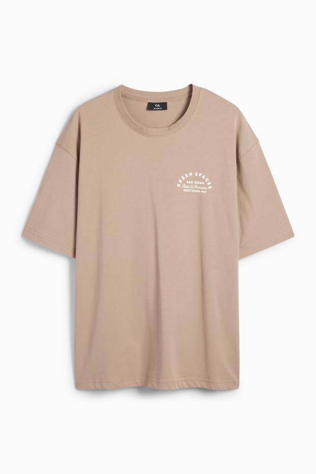 Hommes - T-shirt - relaxed fit - beige