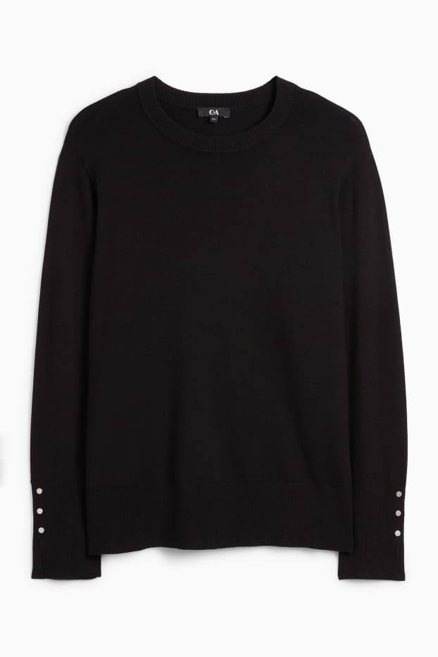 Women - Fine knit jumper - black