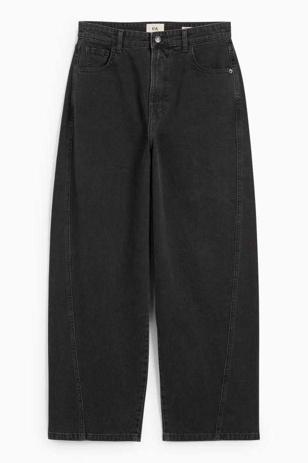 Dames - Balloon jeans - mid waist - jeansdonkergrijs