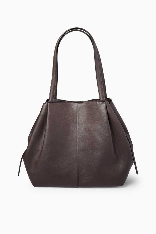 Dames - Grote shopper - imitatieleer - donkerbruin