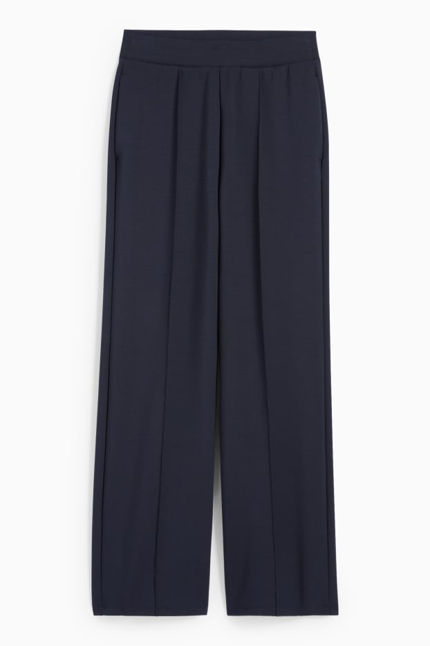 Dames - Jersey broek - mid waist - straight fit - donkerblauw