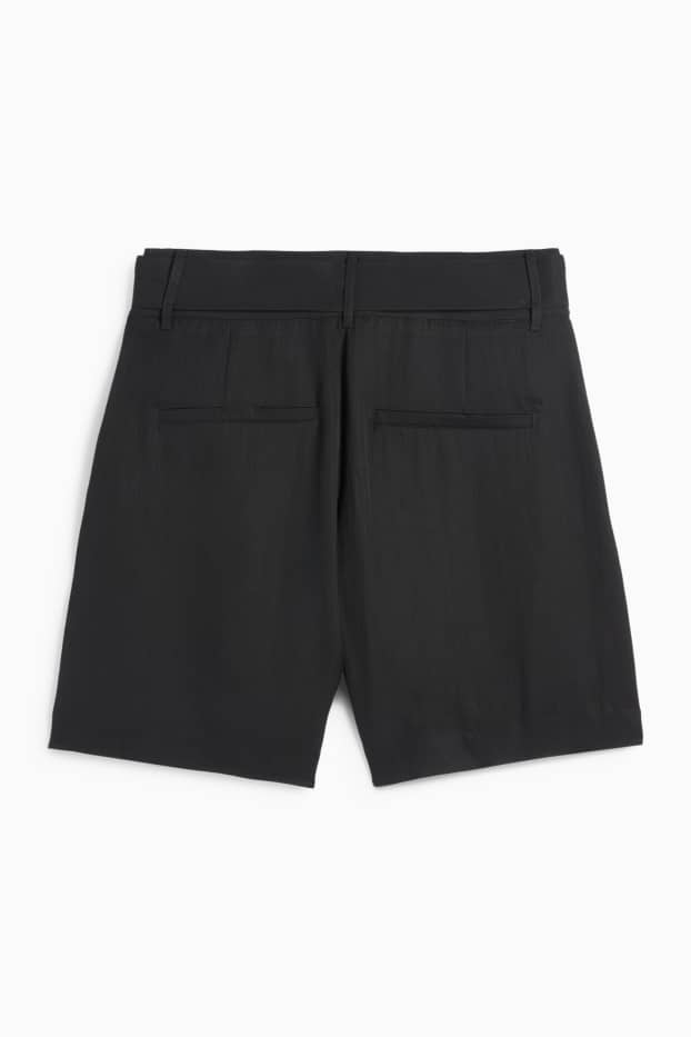 Damen - Shorts mit Gürtel - High Waist - schwarz