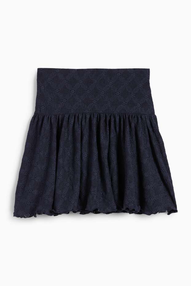 Donna - Gonna - tessuto tramato - blu scuro