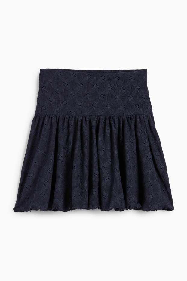 Donna - Gonna - tessuto tramato - blu scuro