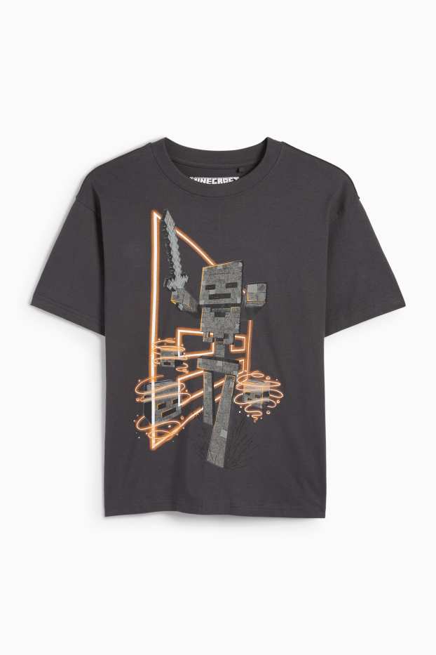 Kinder Buben - Minecraft - Kurzarmshirt - dunkelgrau