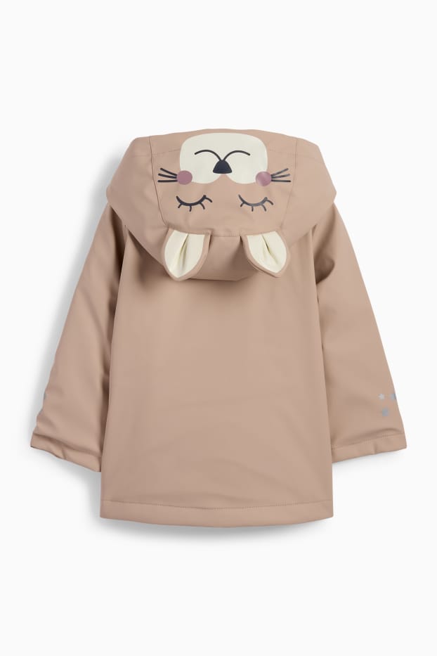Kinder Mädchen - Katze - Regenjacke mit Kapuze - wasserdicht - hellbraun