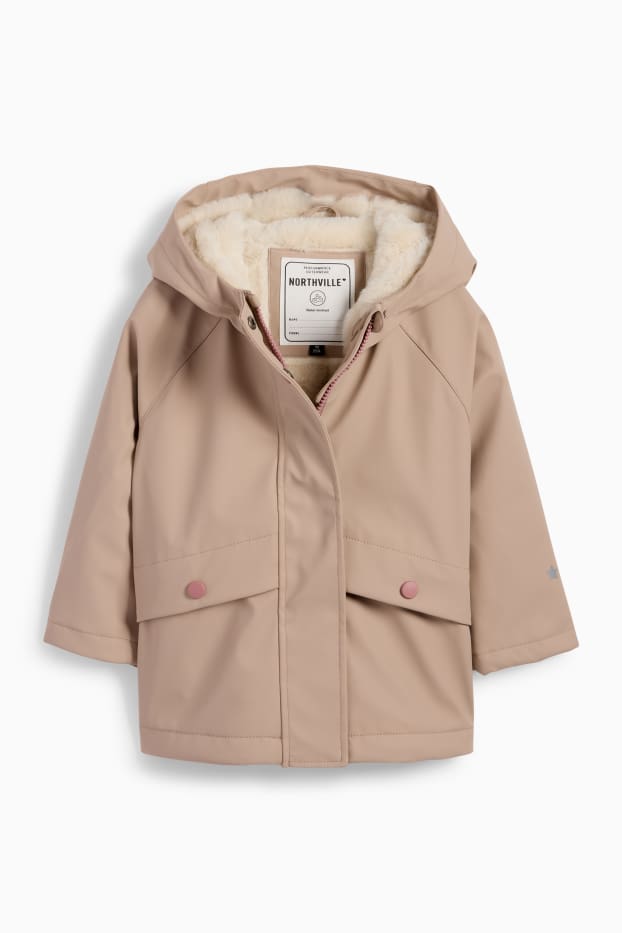 Kinder Mädchen - Katze - Regenjacke mit Kapuze - wasserdicht - hellbraun