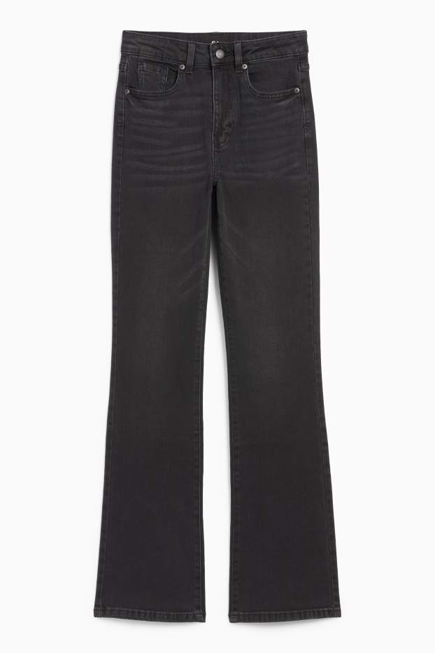Women - Bootcut jeans - high waist - denim-dark gray
