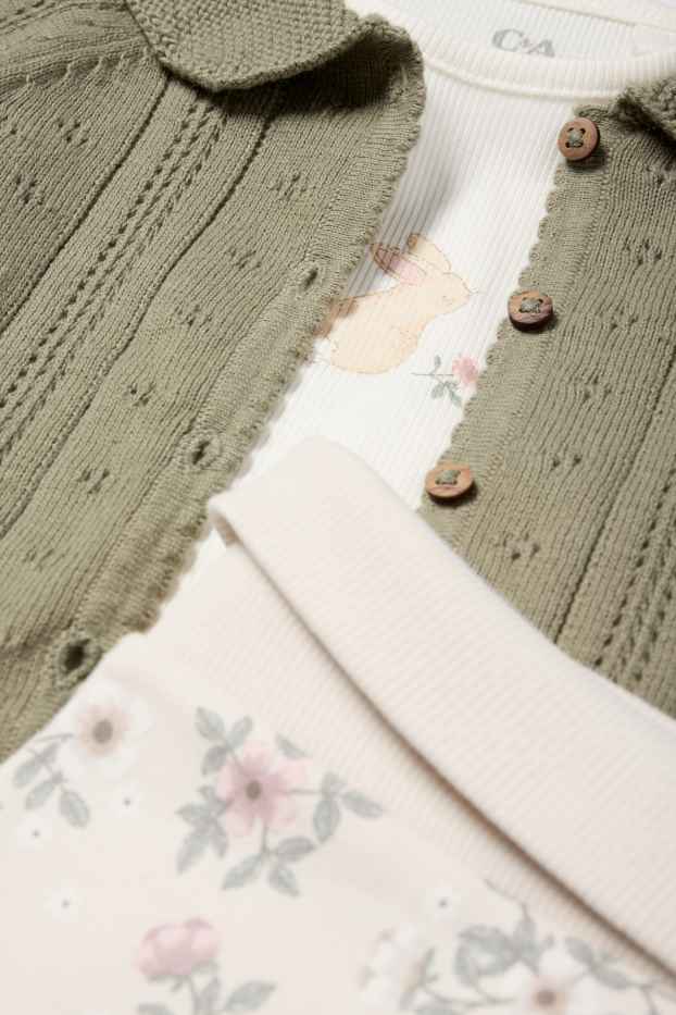 Baby Mädchen - Häschen - Baby-Outfit - 3 teilig - grün