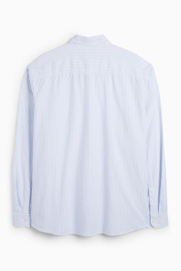 Pánské - Košile - regular fit - button-down - pruhovaná - bílá / světle modrá