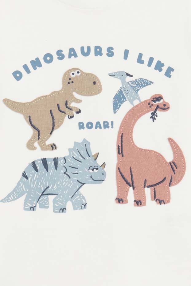 Bebés niños - Pack de 3 - dinosaurios - camisetas de manga larga para bebé - blanco