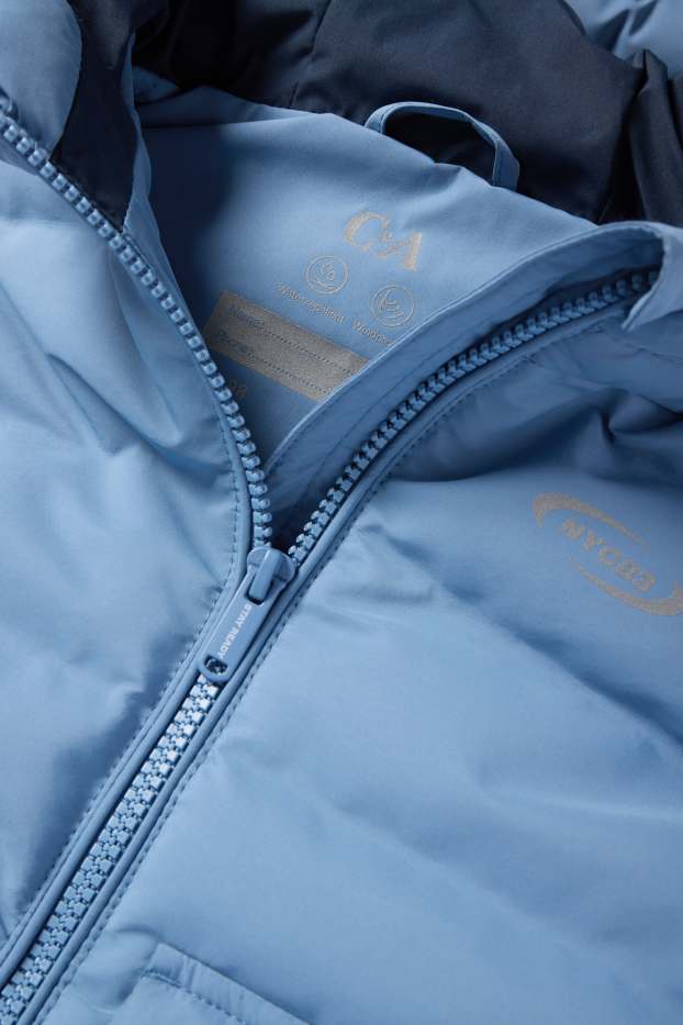 Kinderen: jongens - Bodywarmer met capuchon - waterafstotend - lichtblauw