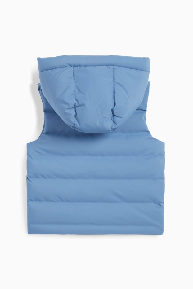 Kinderen: jongens - Bodywarmer met capuchon - waterafstotend - lichtblauw