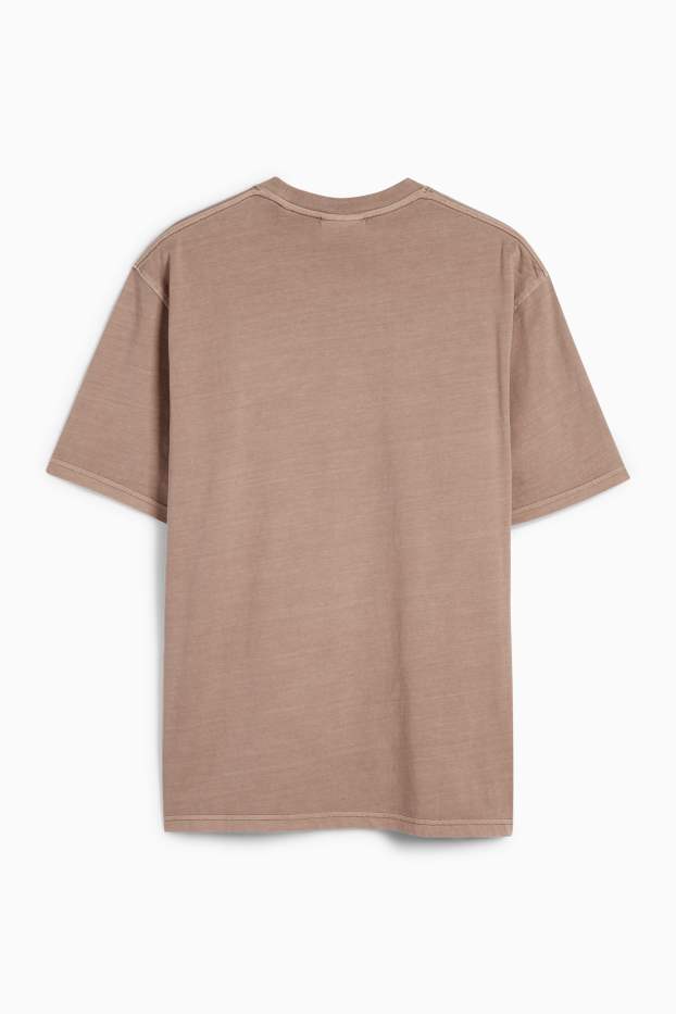 Heren - T-shirt - relaxed fit - lichtbruin