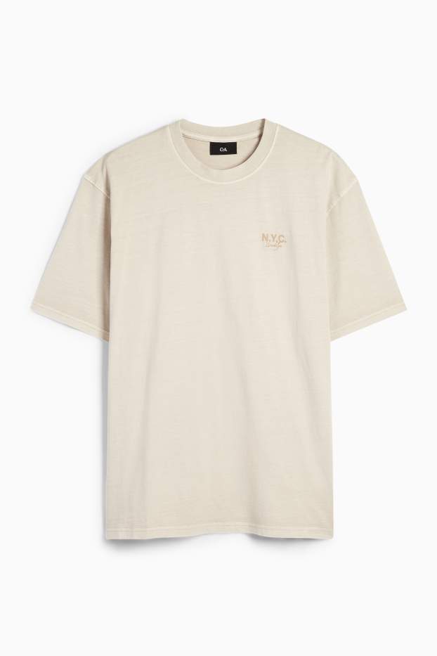 Uomo - T-shirt - relaxed fit - beige chiaro