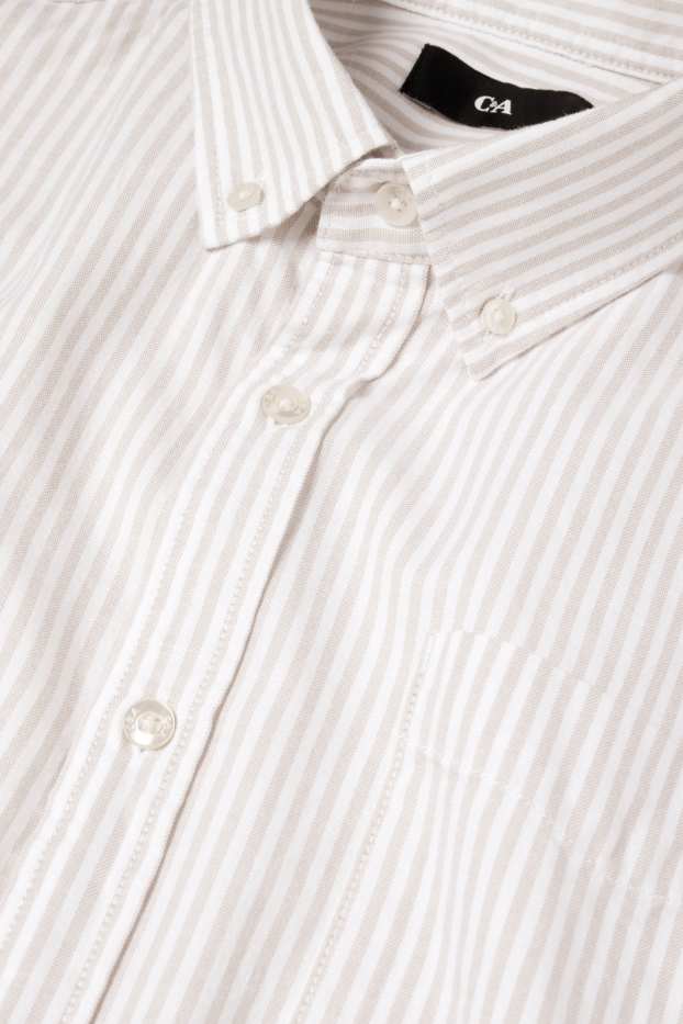 Herren - Hemd - Regular Fit - Button-down - gestreift - beige