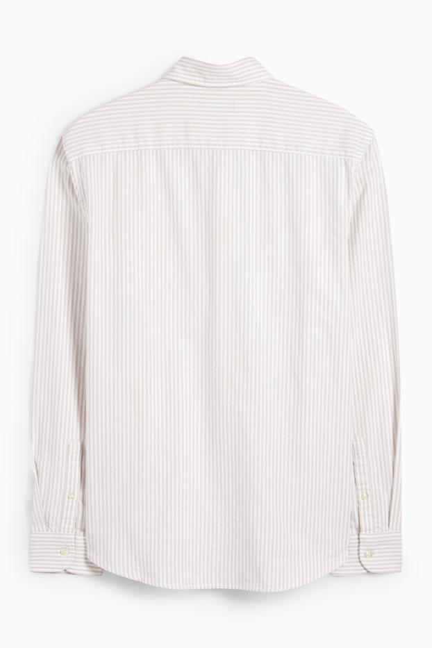 Herren - Hemd - Regular Fit - Button-down - gestreift - beige