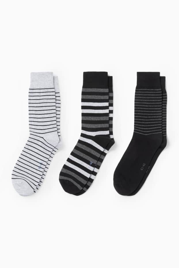 Men - Multipack of 3 - socks - striped - black