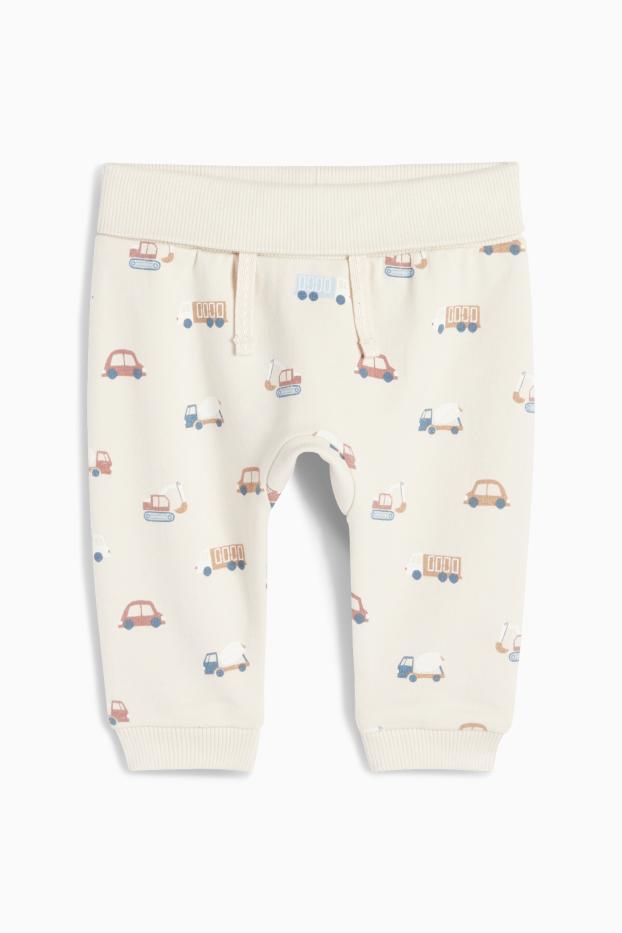 Baby Jungen - Fahrzeuge - Baby-Outfit - 2 teilig - cremeweiss