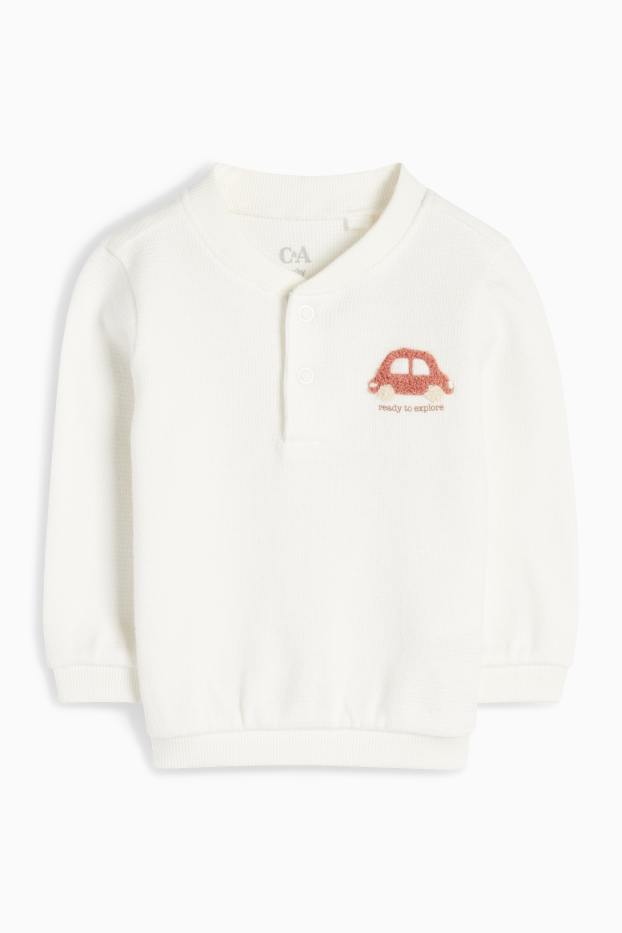 Baby Jungen - Fahrzeuge - Baby-Outfit - 2 teilig - cremeweiss