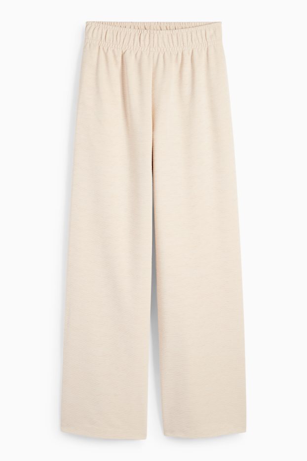 Dames - Joggingbroek - met structuur - licht beige