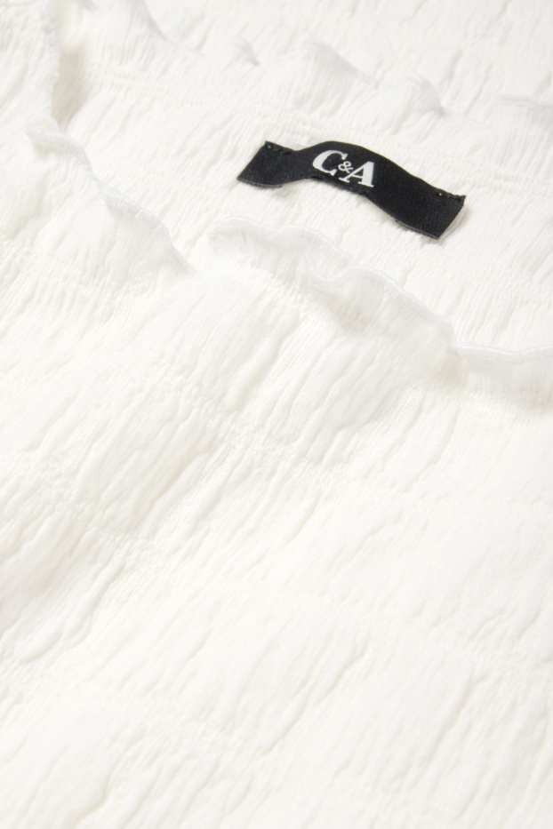 Donna - Maglia a maniche lunghe - tessuto increspato - bianco