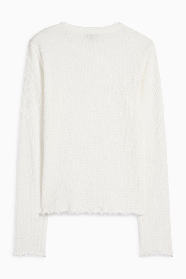 Damen - Langarmshirt - strukturiert - cremeweiß