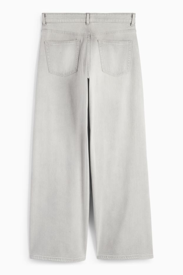 Dames - Wide leg jeans - low waist - jeanslichtgrijs