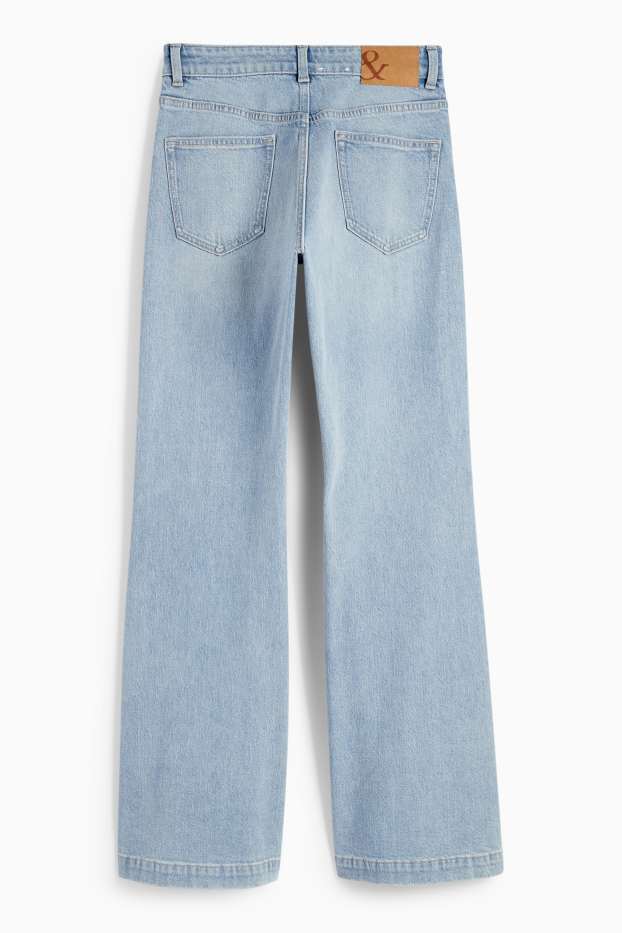 Women - Loose flared jeans - mid-rise waist - denim-light blue
