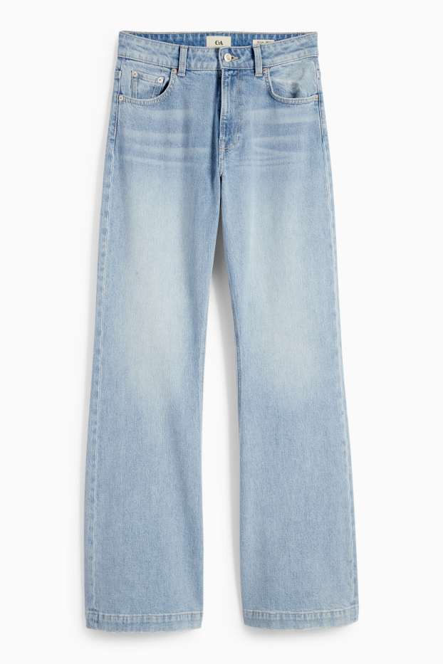 Women - Loose flared jeans - mid-rise waist - denim-light blue