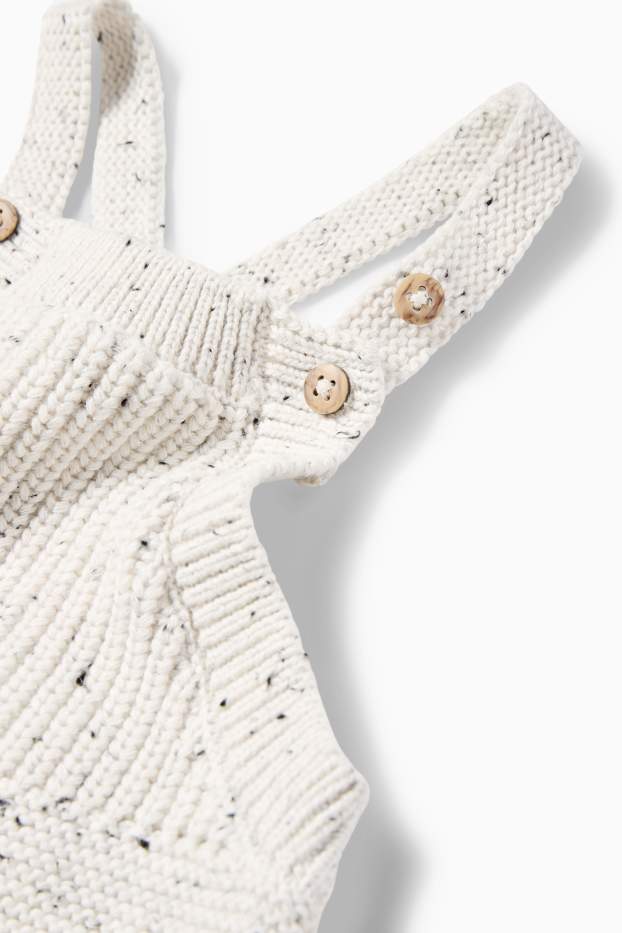 Unisex - Salopette in maglia per neonati - a coste - bianco crema