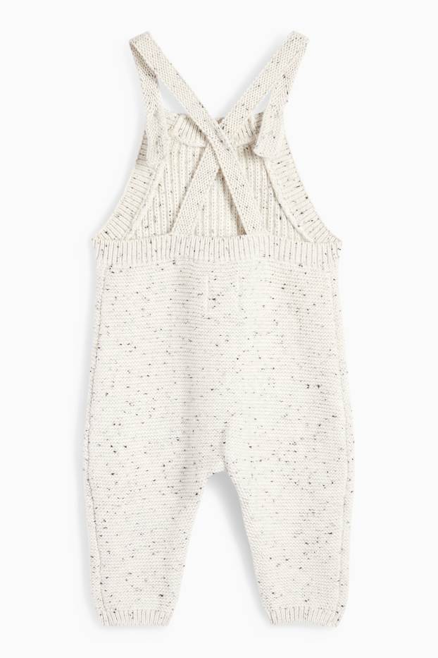 Unisex - Salopette in maglia per neonati - a coste - bianco crema