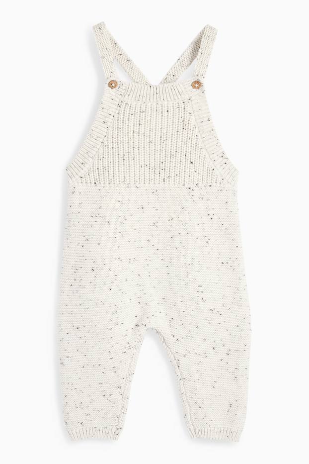 Unisex - Salopette in maglia per neonati - a coste - bianco crema